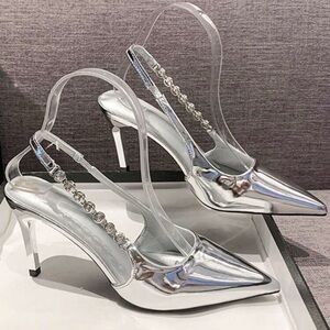 Elegant Silver Slingback Heels